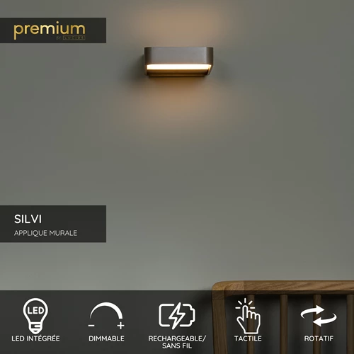 Lucide SILVI - Applique murale Rechargeable - Batterie/Piles - LED Dim. - 1x3,7W 2700K - Café | Premium - USP